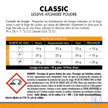 Detergente en polvo Classic. Saco de 20 kg