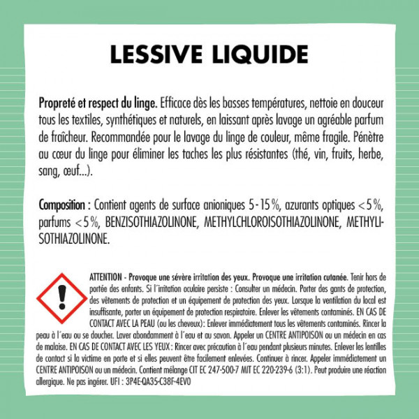 Instrucciones de uso Detergente líquido clásico en dosis de 75 ml
