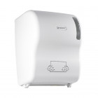 Dispensador automático para bobina de papel secamanos. Con autocorte - Plástico ABS blanco