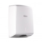 Dispensador toallas servilletas entrelazadas papel secamanos. Plástico ABS blanco