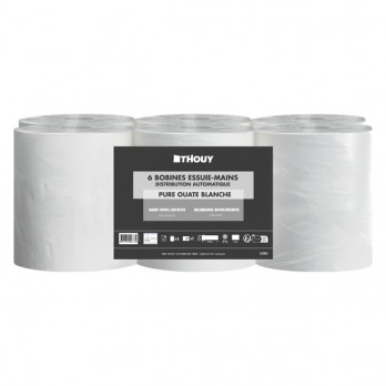 Bobina Papel Secamanos Celulosa Pura 2 Capas. Para dispensador automático. 124m x 6 bobinas - 21,9 g/m2