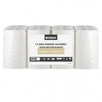 Bobina MINI Papel Limpieza y Secado T200 Calidad Extra Reciclado gofrado. 46 metros x 12 rollos