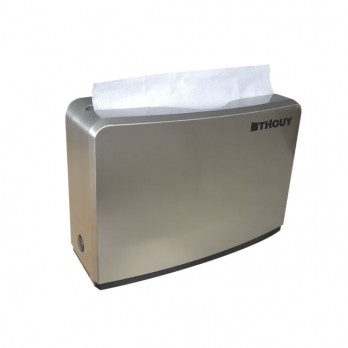 Dispensador sobremesa toallas papel servilletas en zig-zag papel secamanos. Acero niquelado brillante