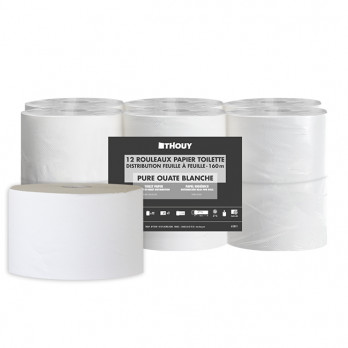 Papel higiénico de 2 capas - Celulosa pura - Rollos de 160 m - Dispensador Hoja a Hoja