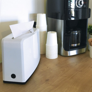 Dispensador sobremesa toallas papel servilletas en zig-zag papel secamanos. ABS Blanco