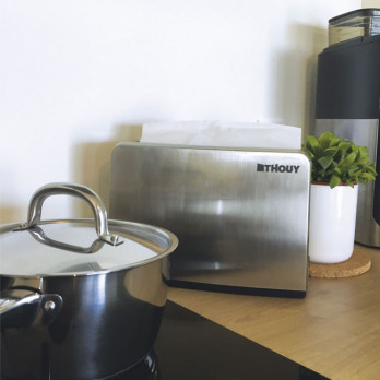 Dispensador sobremesa toallas papel servilletas en zig-zag papel secamanos. Acero niquelado brillante