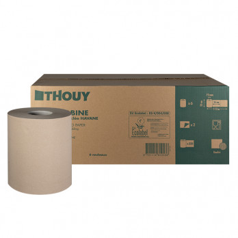 Bobina MAXI Papel Limpieza y Secado T450 Celulosa Reciclada Kraft 112 metros x 6 rollos
