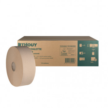 Papel higiénico 2 capas - Celulosa reciclada Kraft Habana - Mini jumbo 180 m
