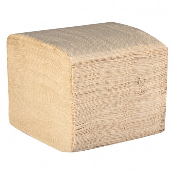 Papel higiénico de 2 capas - Celulosa reciclada kraft habana - Paquetes de 210 hojas plegadas