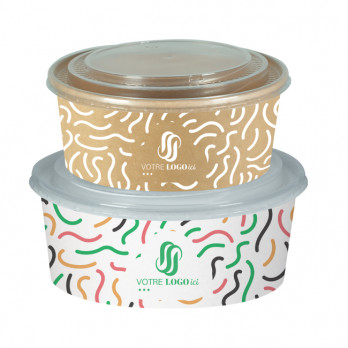 Cajas redondas de cartón personalizadas para ensalada