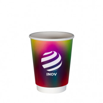 Vaso de papel de doble pared de 12 oz personalizado - Impresión en color ilimitada