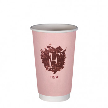 Vaso de papel personalizado de doble pared de 16 oz - Impresión en color ilimitada