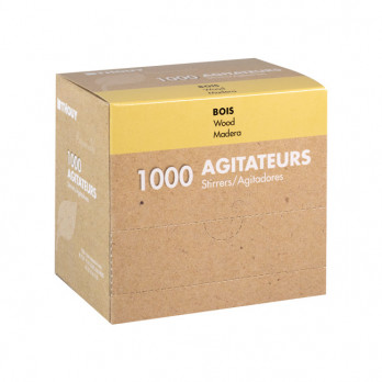 Caja dispensadora de 1000 agitadores de madera de 11 cm