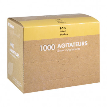 Caja dispensadora de 1000 agitadores de madera de 14 cm