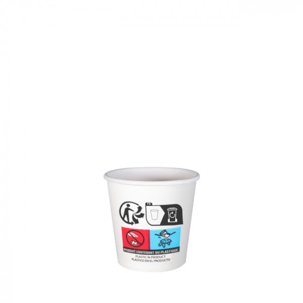 Vaso de papel blanco con logotipo triman