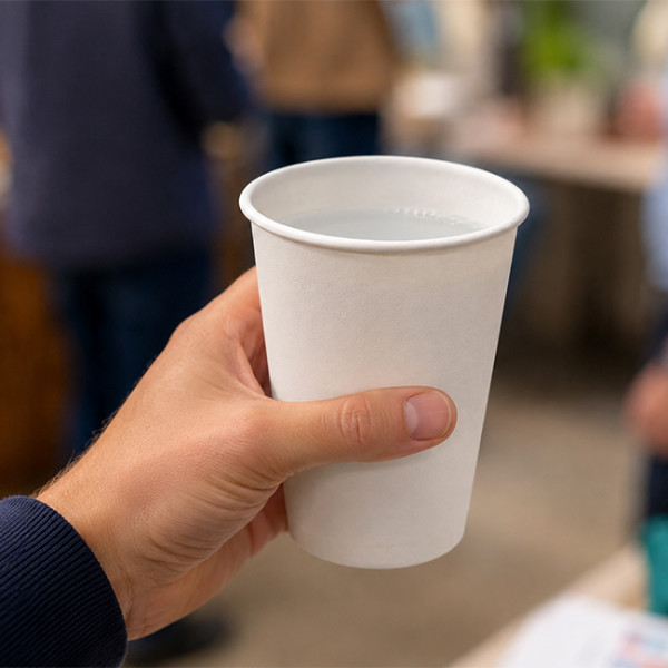 Vaso de papel blanco para profesionales