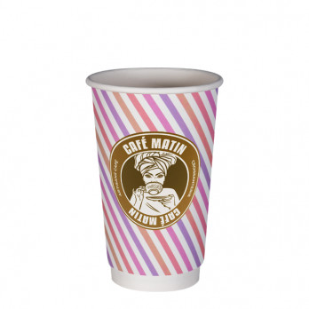 Vaso de papel personalizado de doble pared de 16 oz - Impresión en color ilimitada