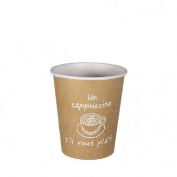 Vaso de cartón kraft decorado de 8 Oz - Colección natural