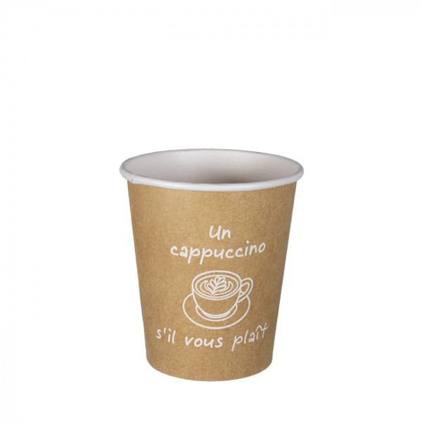 Vaso de cartón kraft decorado de 8 Oz - Colección natural