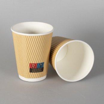 Vaso de papel kraft de triple pared 12 Oz