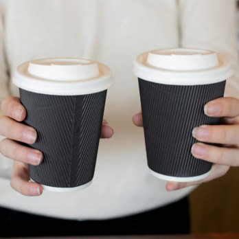 Vaso de papel negro de triple pared 12 Oz