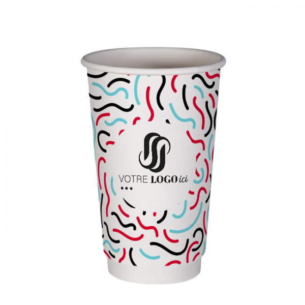 Vaso de papel de doble pared de 20 oz personalizado - Impresión a 3 colores