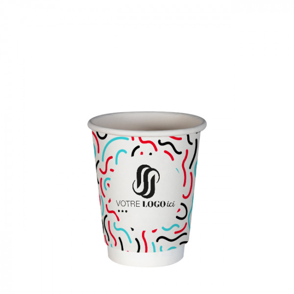 Vaso de papel personalizado de doble pared de 8 oz - Impresión a 3 colores