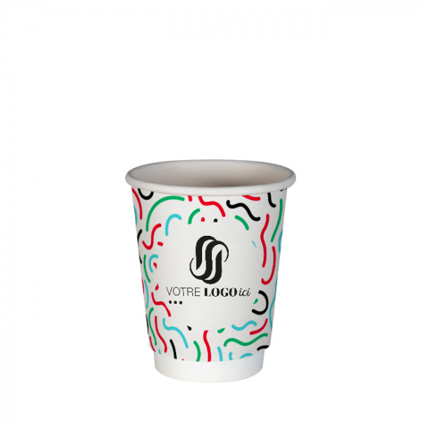 Vaso de papel personalizado de doble pared de 8 oz - Impresión a 4 colores