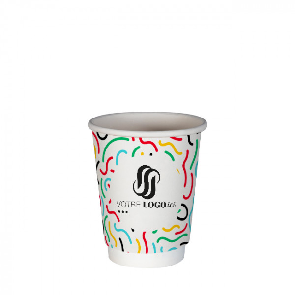 Vaso de papel personalizado de doble pared de 8 oz - Impresión a 5 colores
