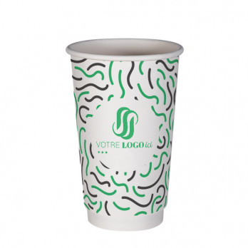 Vaso 20 Oz 100% cartón 0% plástico doble pared personalizado - Impresión hasta 3 colores