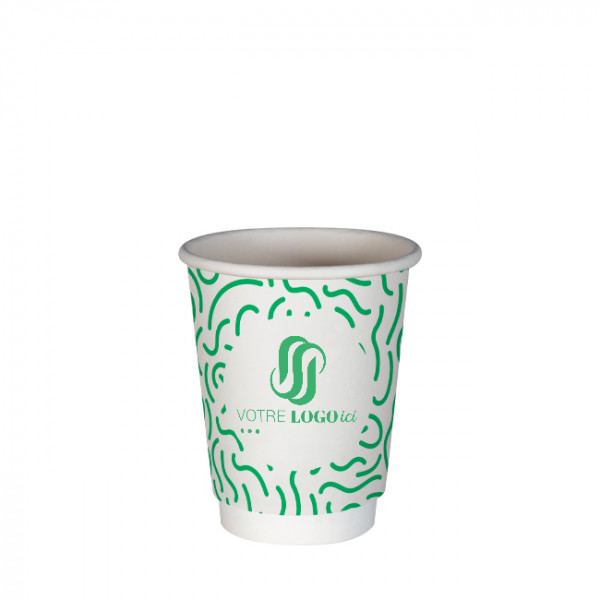 Vaso 8 Oz 100% cartón 0% plástico doble pared personalizado - Impresión a 1 color