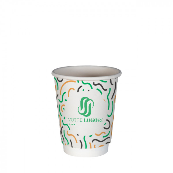 Vaso 8 Oz 100% cartón 0% plástico doble pared personalizado - Impresión a 3 tintas