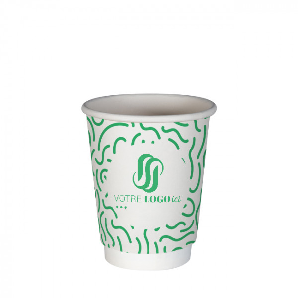 Vaso 12 Oz 100% cartón 0% plástico doble pared personalizado - Impresión a 1 color