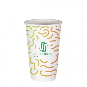 Vaso de papel personalizado de doble pared de 16 oz - Impresión en color ilimitada