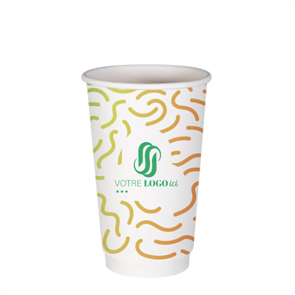 Vaso de papel personalizado de doble pared de 16 Oz - Impresión en color ilimitada