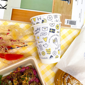 Vasos de papel de doble pared personalizados con colores para cafeterías