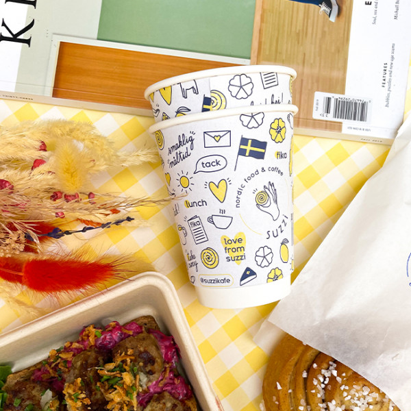 Vasos de papel de doble pared personalizados con colores para cafeterías