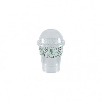 Vaso de batido de PET personalizado con tapa abovedada de 25 cL - Impresión en hasta 4 colores