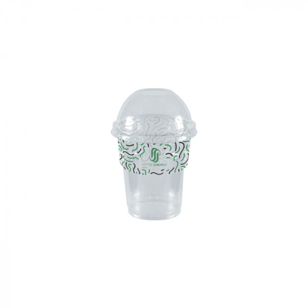 Vaso de batido de PET personalizado con tapa abovedada de 25 cL - Impresión en hasta 4 colores
