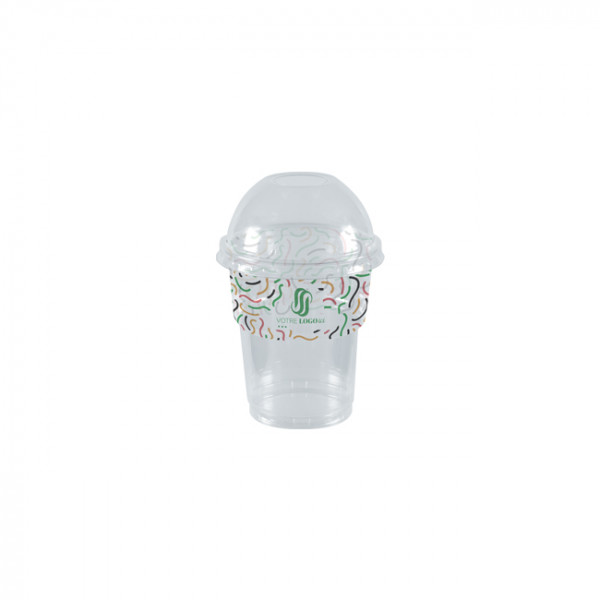 Vaso de batido de PET personalizado con tapa abovedada de 25 cL - Impresión en hasta 4 colores