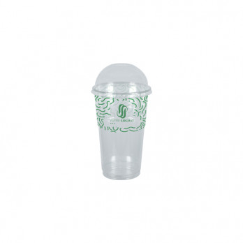 Vaso para batido personalizado en PET con tapa abovedada 30 cL - Impresión hasta 4 colores