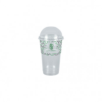 Vaso para batido personalizado en PET con tapa abovedada 30 cL - Impresión hasta 4 colores