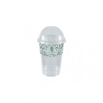 Vaso para batido personalizado en PET con tapa abovedada 35 cL - Impresión hasta en 4 colores