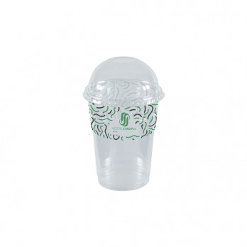 Vaso para batido personalizado en PET con tapa abovedada 45 cL - Impresión hasta 4 colores