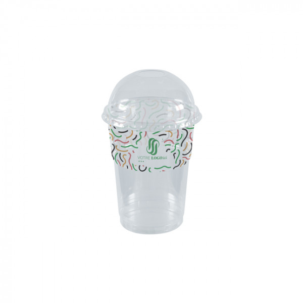 Vaso para batido personalizado en PET con tapa abovedada 45 cL - Impresión hasta 4 colores
