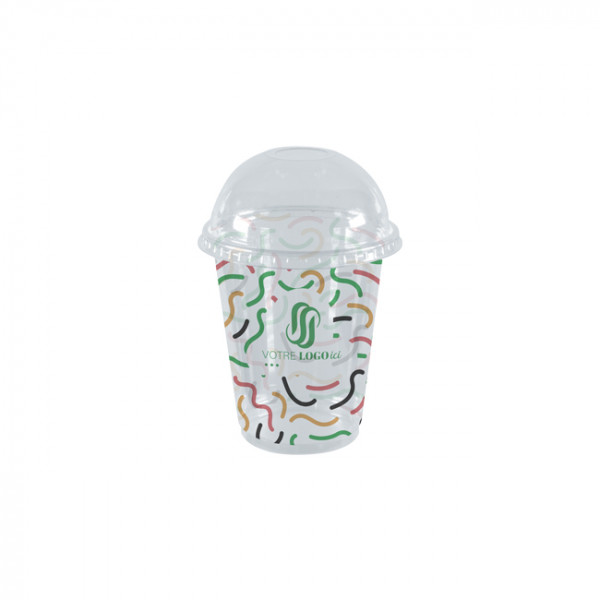 Vaso para batido PET personalizado con tapa abovedada 55 cL - Impresión hasta 4 colores
