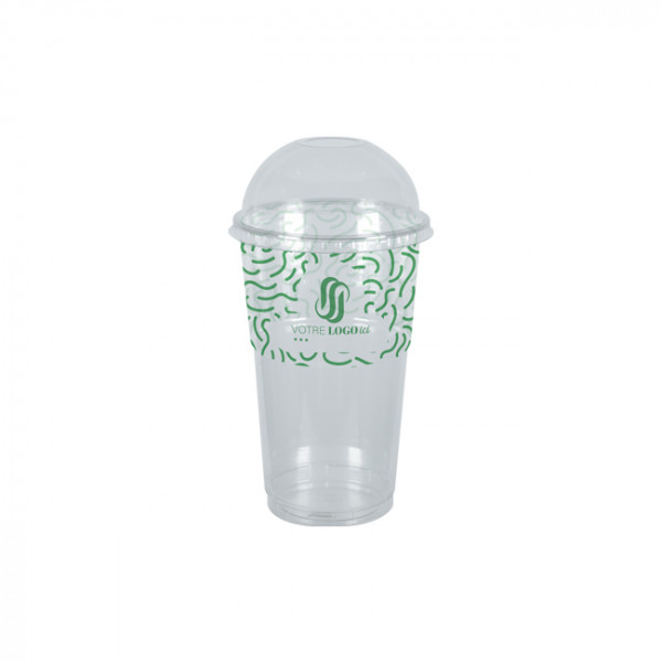 Vaso para batidos personalizado en PET con tapa abovedada 65 cL - Impresión hasta en 4 colores