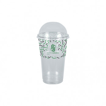Vaso para batidos personalizado en PET con tapa abovedada 65 cL - Impresión hasta en 4 colores