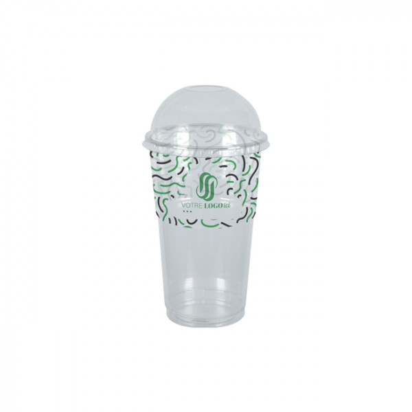 Vaso para batidos personalizado en PET con tapa abovedada 65 cL - Impresión hasta en 4 colores