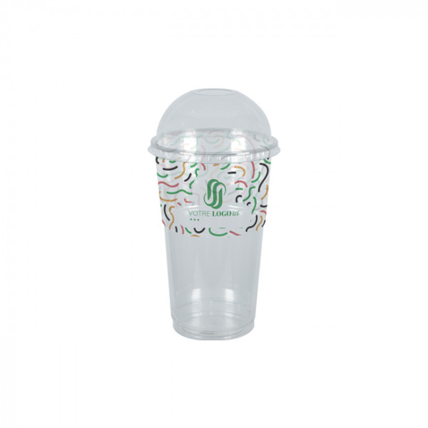 Vaso para batidos personalizado en PET con tapa abovedada 65 cL - Impresión hasta en 4 colores